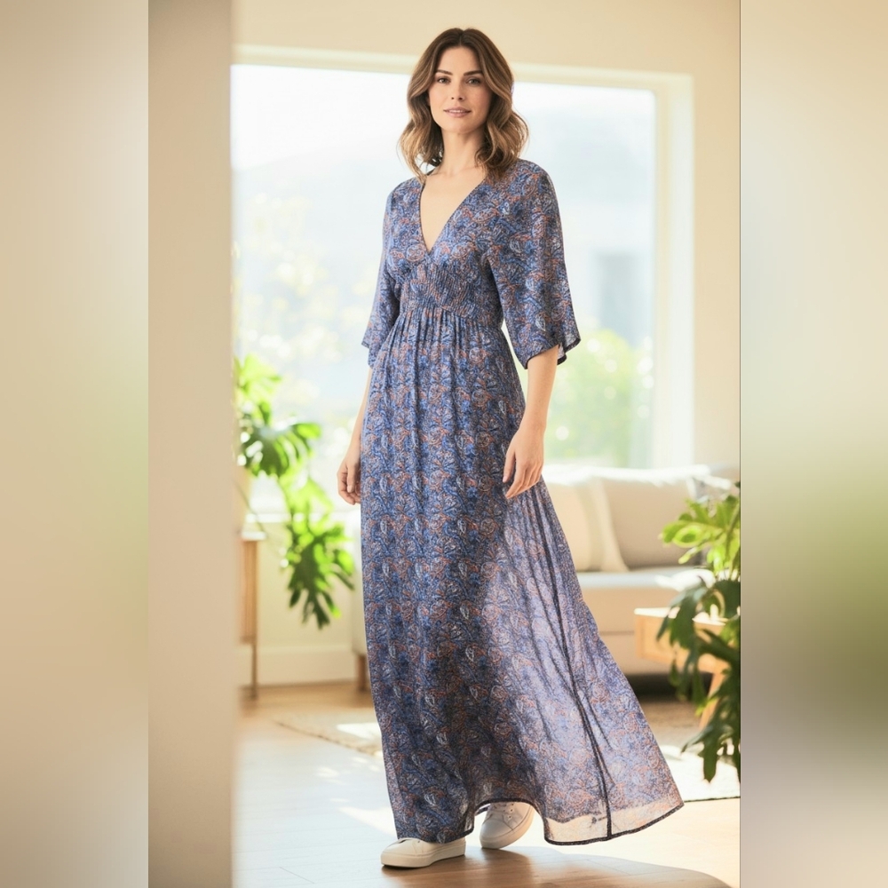 Tory Burch Blue and Red Maxi Dress